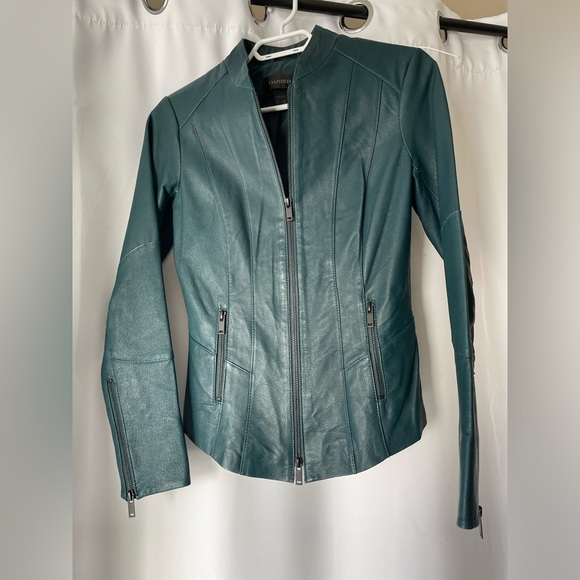NWOT DANIER DARK TEAL GENUINE LEATHER JACKET SIZE XS - Picture 3 of 7